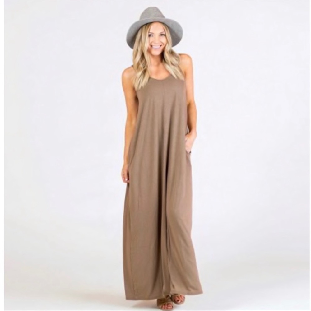 V- Neck Maxi Cami Mocha Maxi Plus Size Various